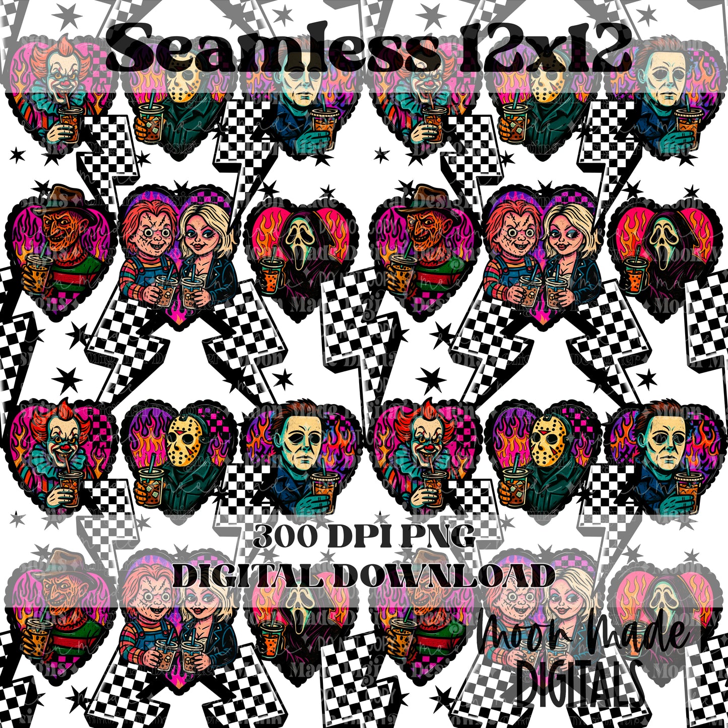 Horror Coffee Heart Seamless