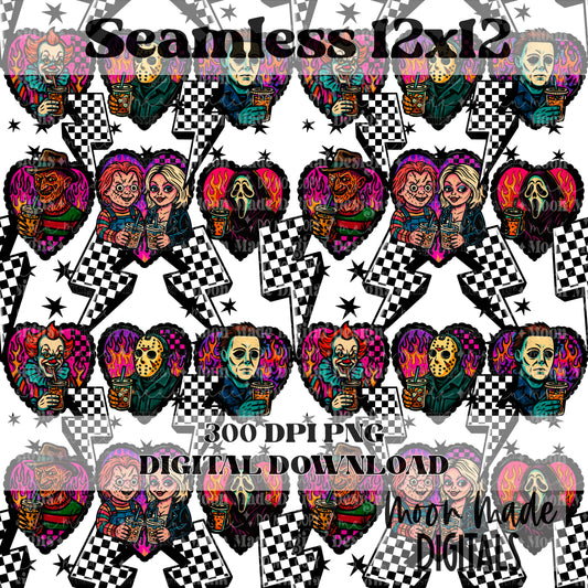 Horror Coffee Heart Seamless