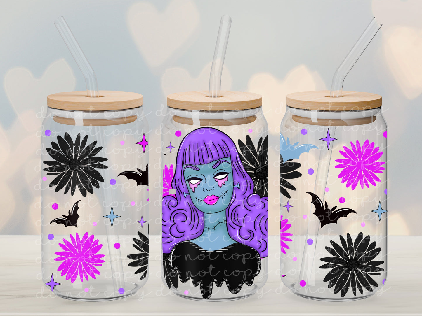 Zombie Girl 16oz Glass Wrap