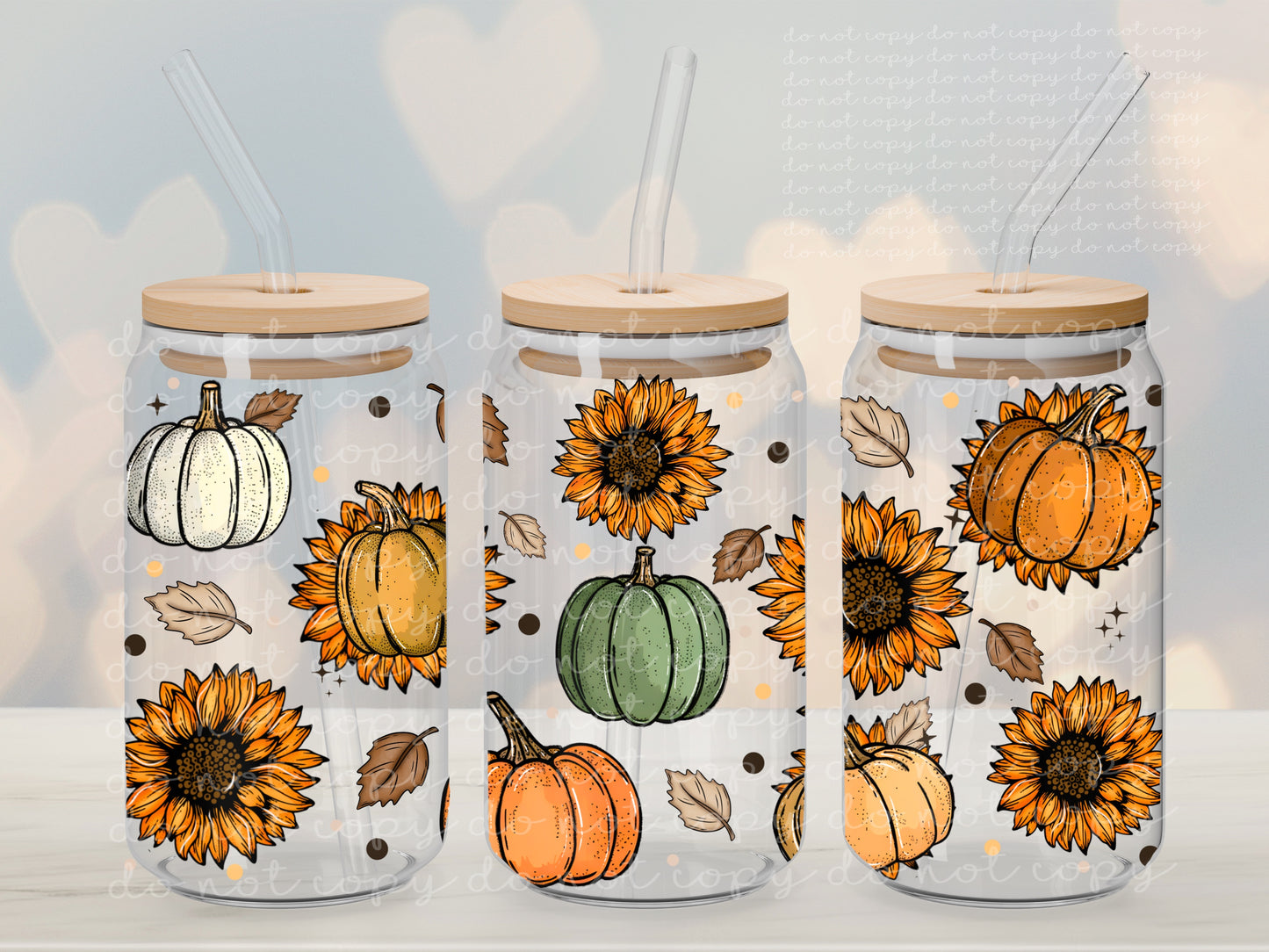 Sunflower Pumpkin Patch 16oz Glass Wrap