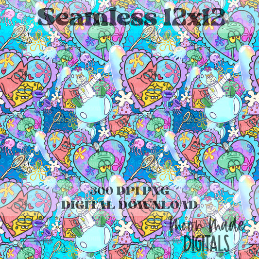 Sponge Hearts Seamless