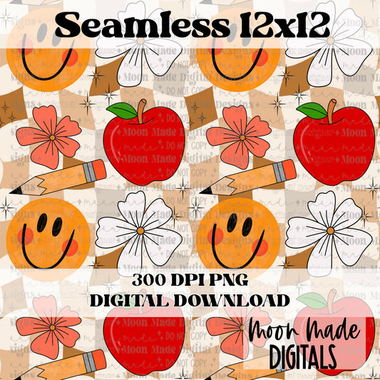 School Apple Smile Seamless