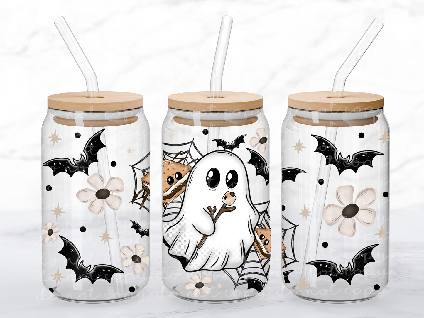 Spider Smores Ghostie 16oz Glass Wrap