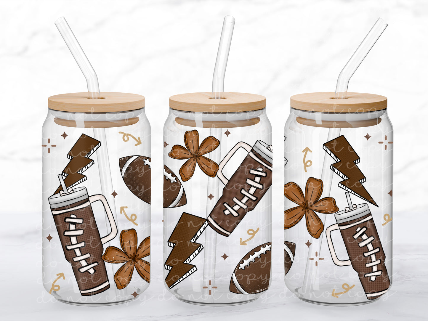 Floral Football 16oz Glass Wrap