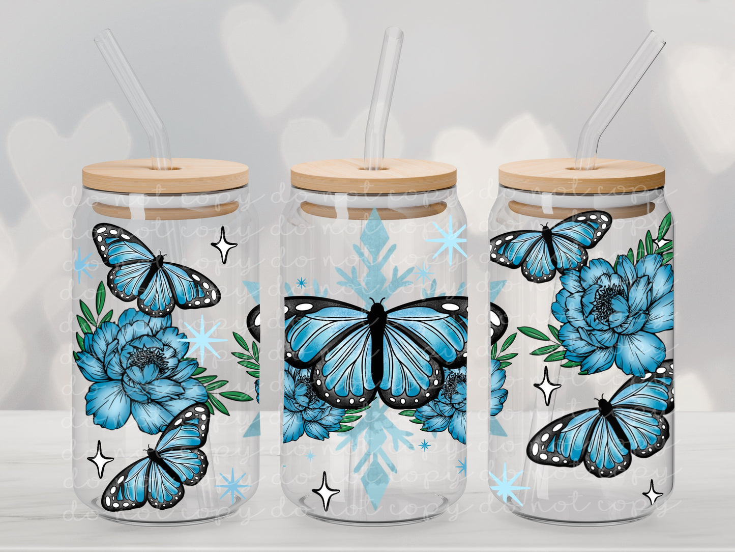 Winter Butterfly 16oz Glass Wrap