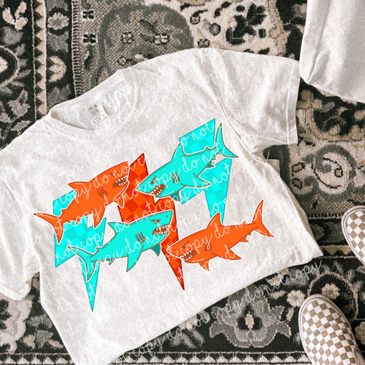 Blue Orange Shark PNG