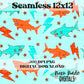 Blue Orange Shark Seamless