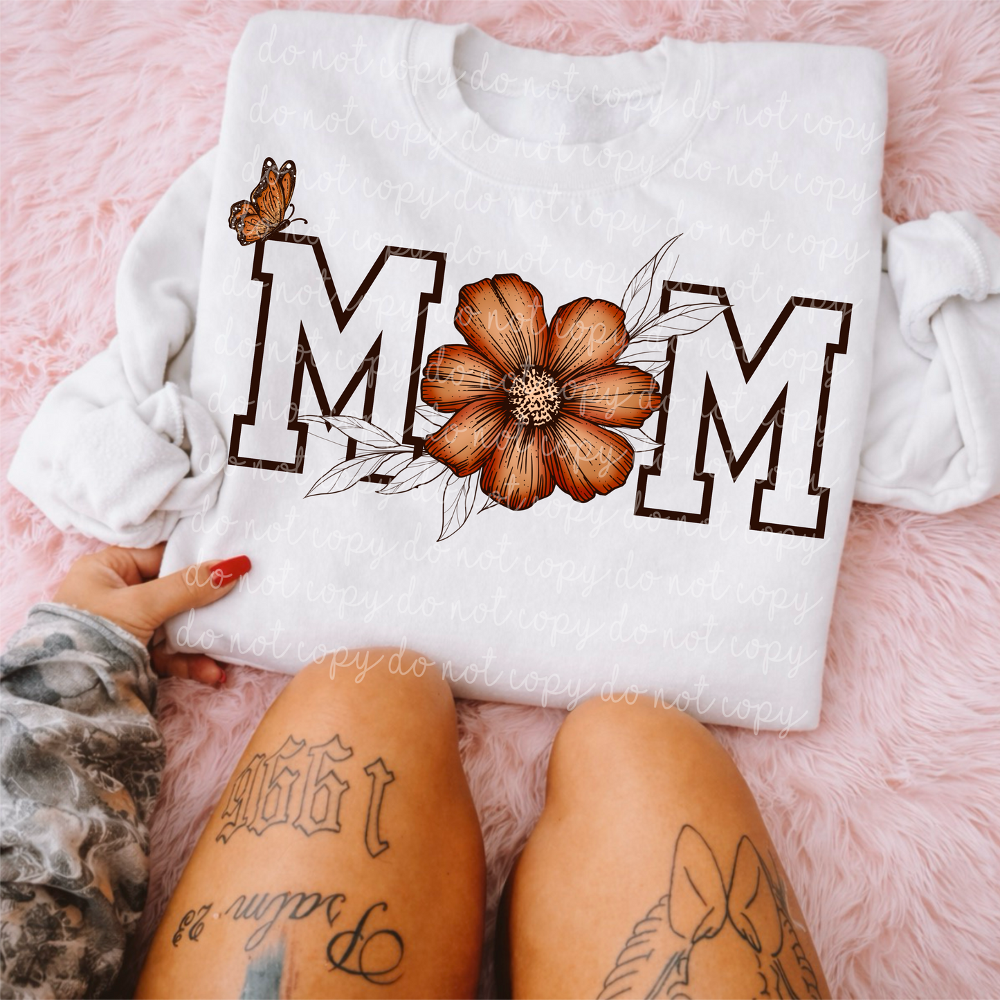 Floral Butterfly Mom PNG
