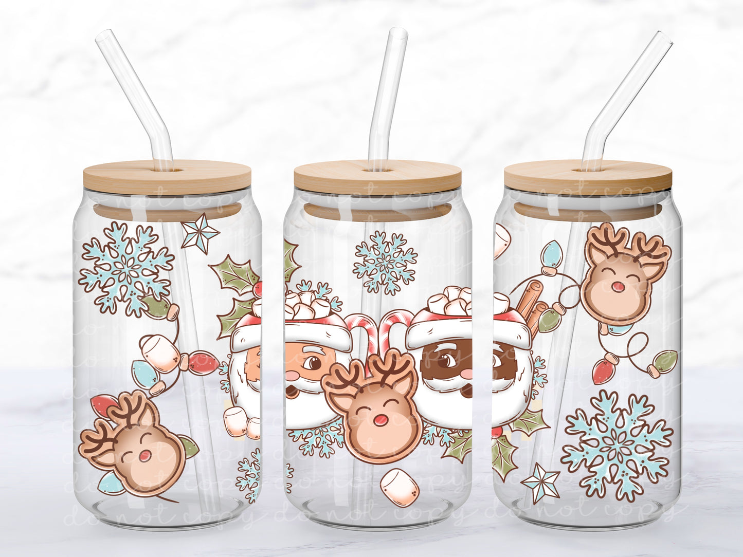 Merry Mugs 16oz Glass Wrap