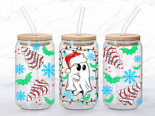 Christmas Ghostie 16oz Glass Wrap