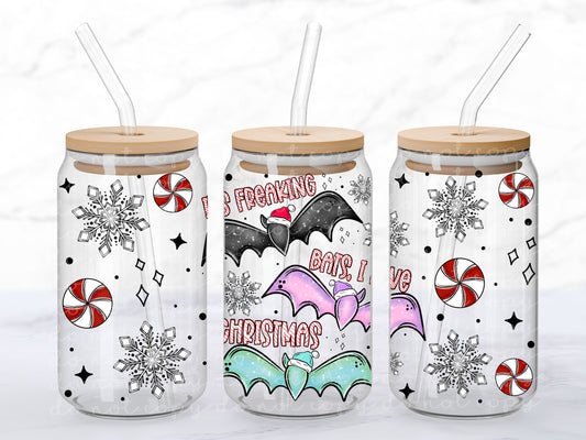 Freakin Bats Christmas 16oz Glass Wrap