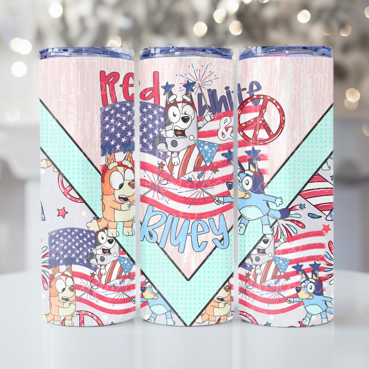 Red White and Bluey Tumbler