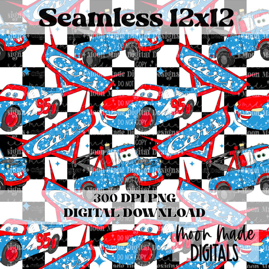 Red White and Blue Car Seamless