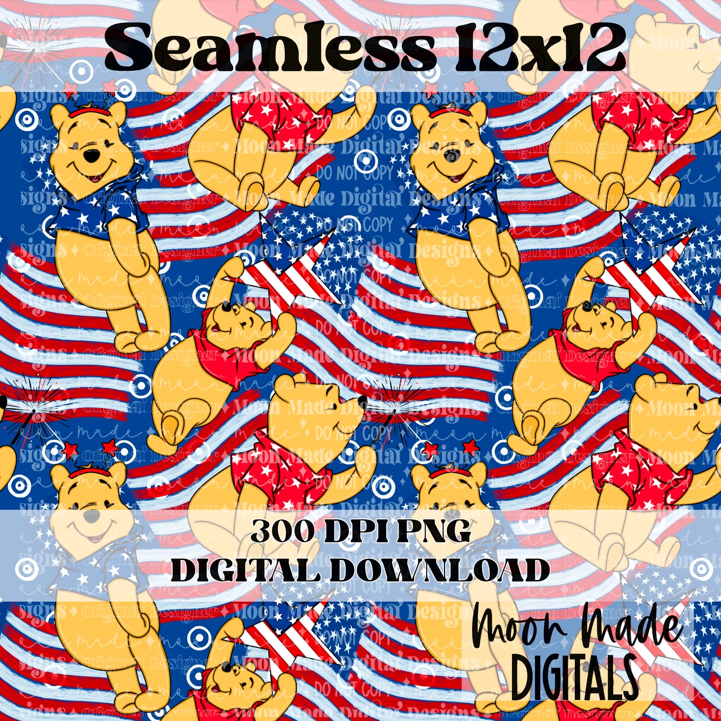 Red White and Pooh Seamless