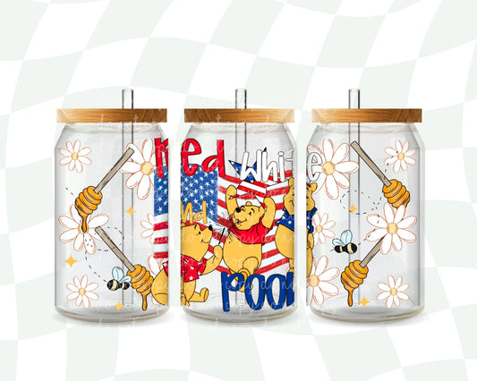 Red White and Pooh 16 oz