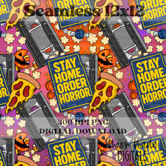 Stay Home, Order Horror Orange Seamless