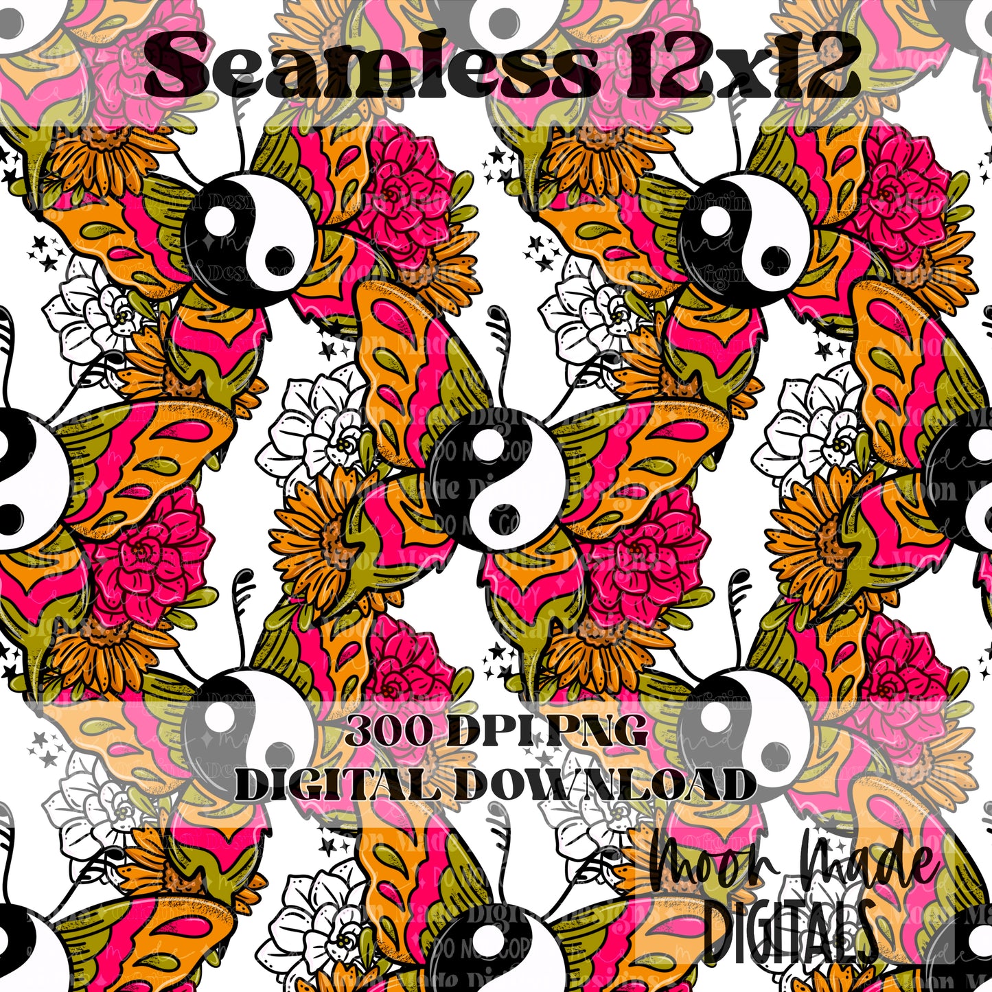 Ying Yang Butterfly Seamless