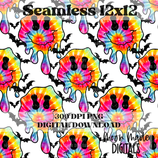 Tie Dye Smiley Bat Seamless