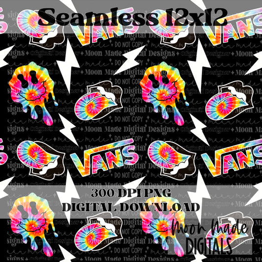 Tie Dye Smiley Vans Seamless