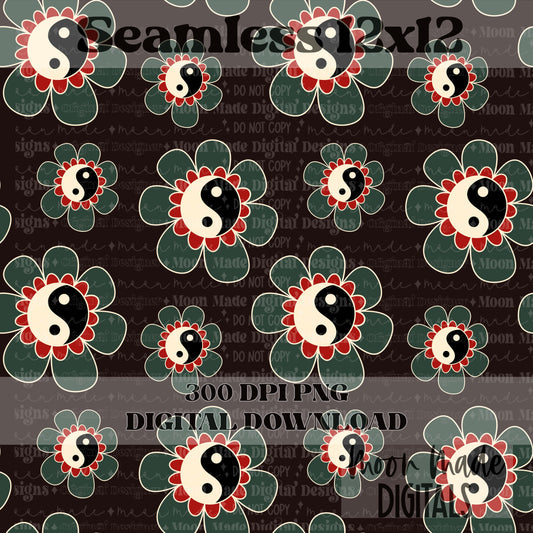 Yin Yang Flower Seamless