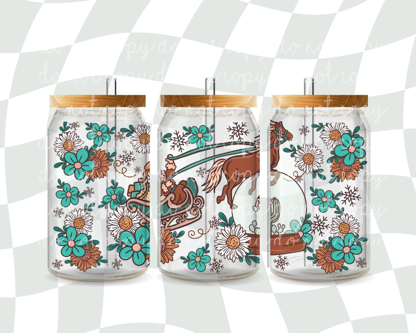 Floral Western Christmas 16 oz