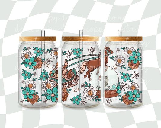 Floral Western Christmas 16 oz