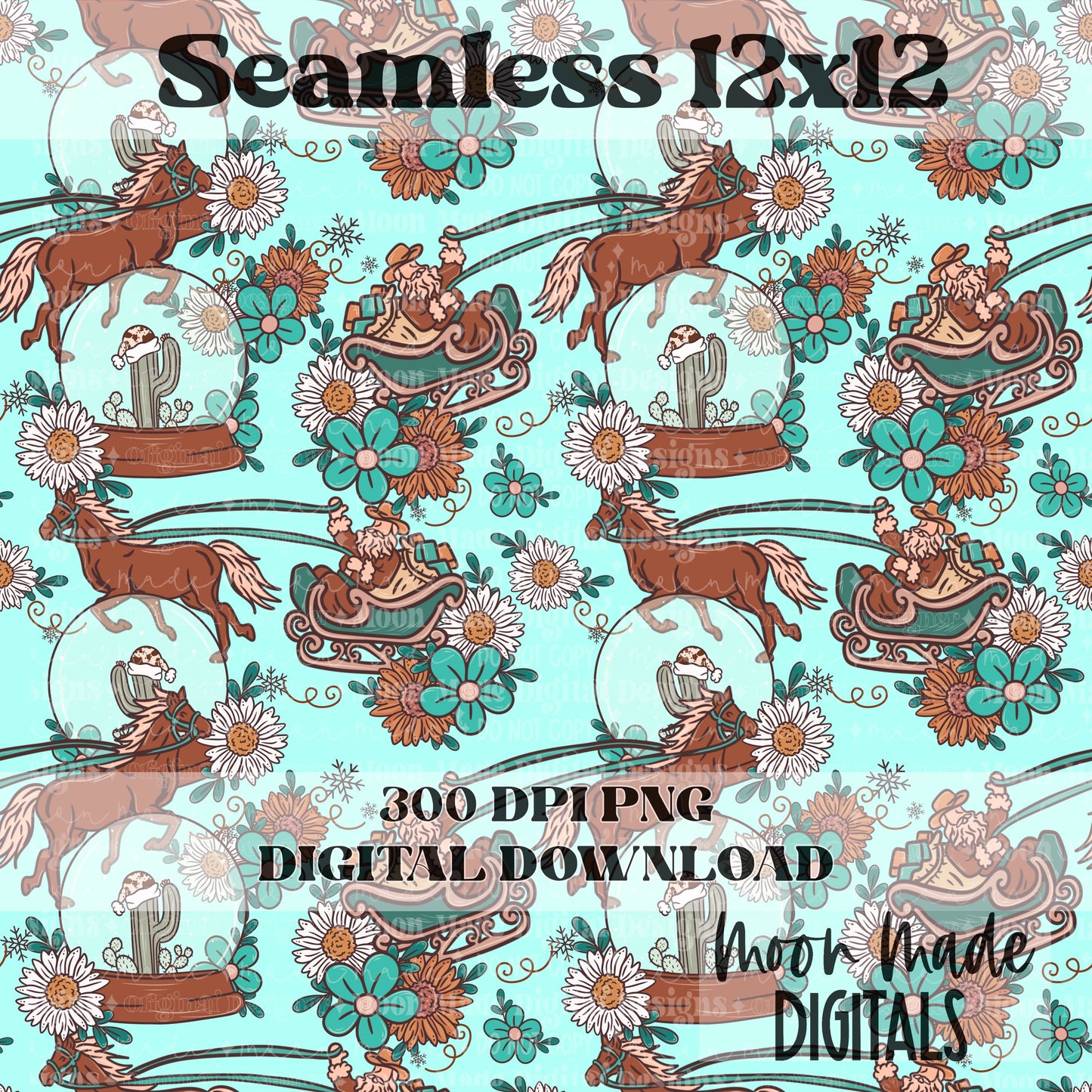 Floral Western Christmas Seamless