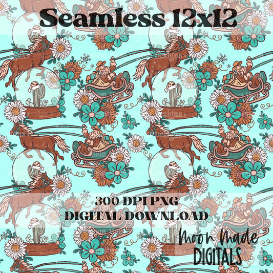 Floral Western Christmas Seamless