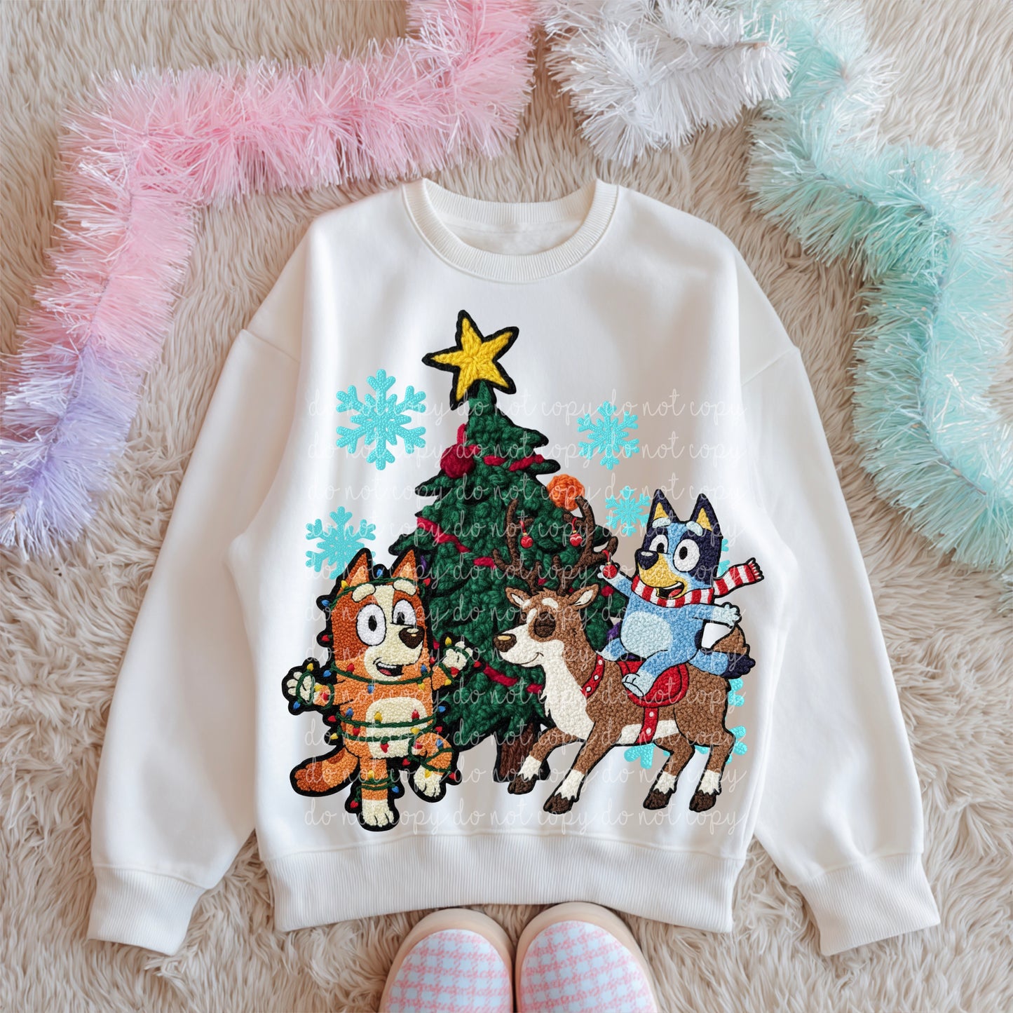 Fuzzy Christmas Blue Dog PNG