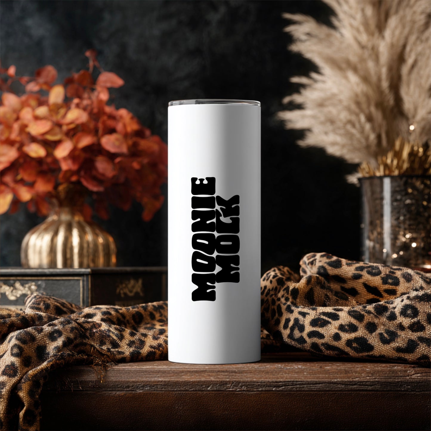 White Tumbler Leopard Mockup