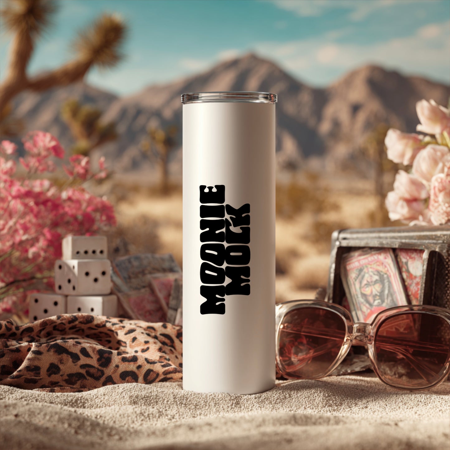 White Tumbler Leopard Sunglasses Mockup
