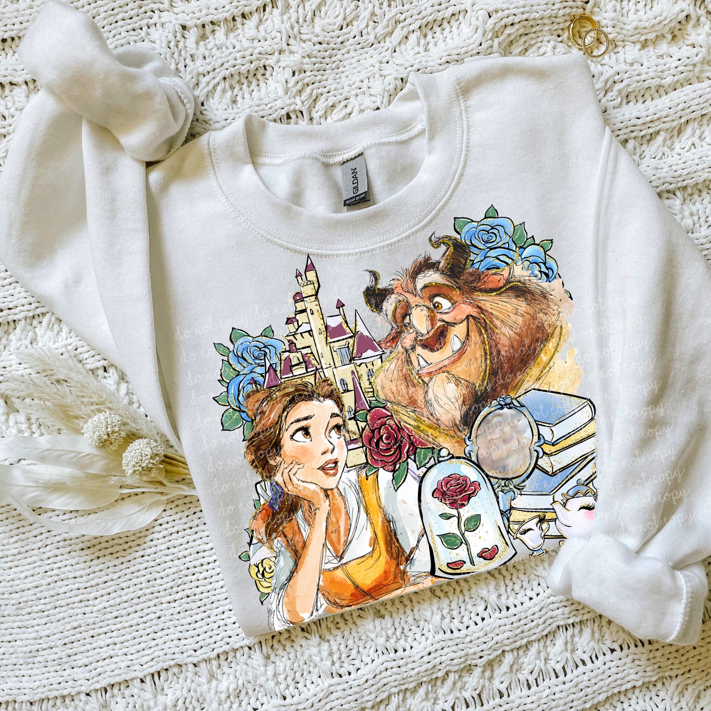 Belle and Beast Collage PNG