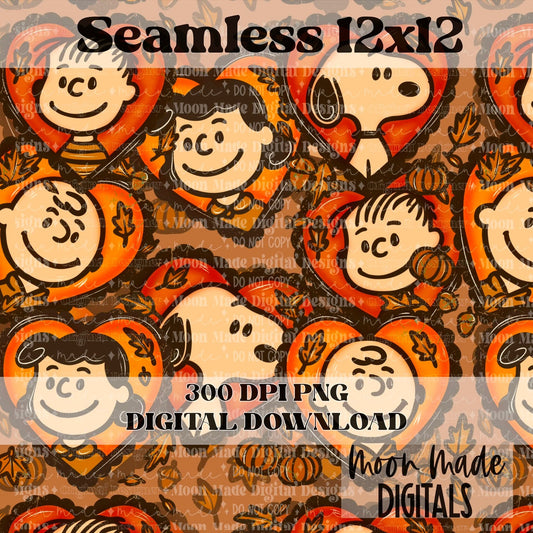 Charlie and Gang Fall Hearts Seamless