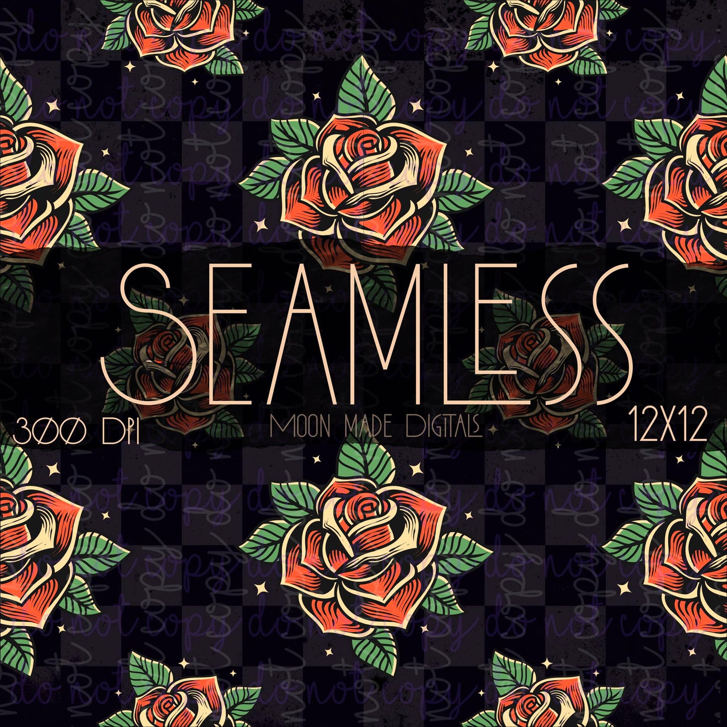 Rose Seamless - Checkered