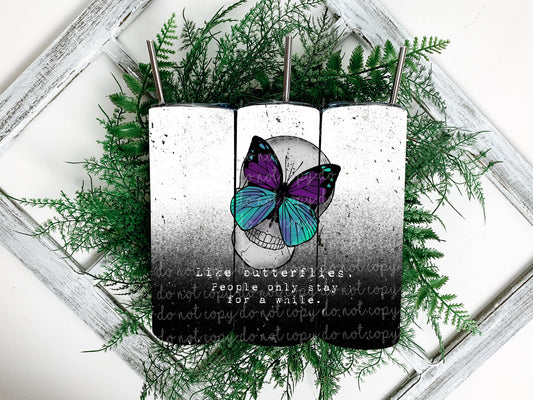 Like Butterflies Tumbler - white fade to black
