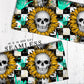 Sunflower Skull Hang Loose Checkered Seamless