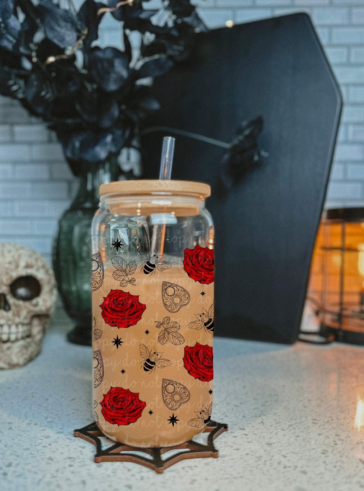 Rose bee 16 oz glass can